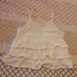 Have White Ruffle Tank Top